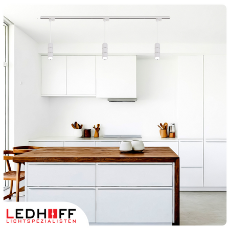 Oświetlenie szynowe biały srebrny 5x lampa wisząca 100cm GU10 szyna 2m