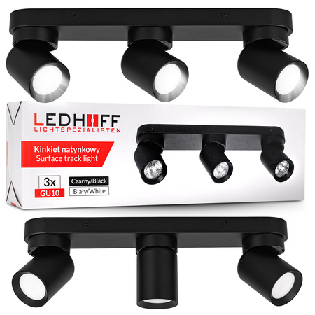 Kinkiet sufitowy potrójny Spot GU10 czarny