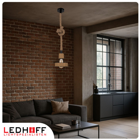 Lampa sufitowa wisząca z kloszem Sznur konopny jutowy 1,5m Lina E27 Boho
