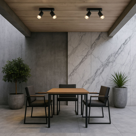 Kinkiet sufitowy podwójny SPOT GU10 czarny wodoodporny