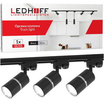 Oświetlenie szynowe czarny srebrny 3x lampa GU10 szyna 1m