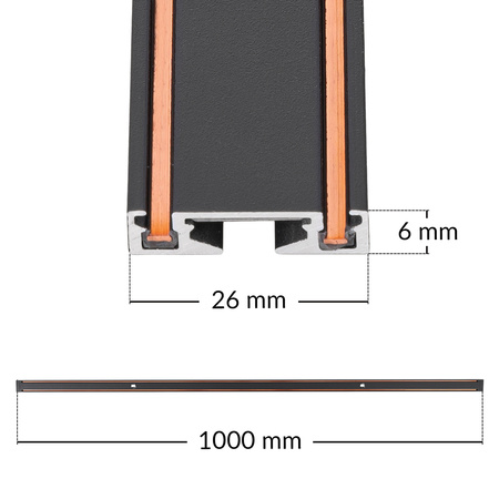 Oświetlenie szynowe magnetyczna ZESTAW 2x listwa 1m + 5x reflektor LED CZARNY