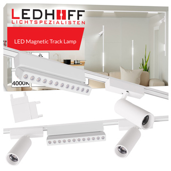 Oświetlenie szynowe magnetyczne ZESTAW 2x listwa 1m + 5x lampa LED BIAŁA