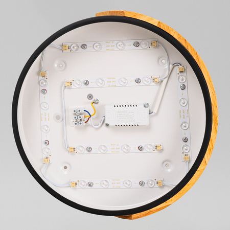 Plafon sufitowy LED czarny metal + DREWNO 30cm WOODLINE