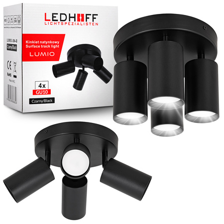 Kinkiet sufitowy okrągły poczwórny Spot GU10 czarny
