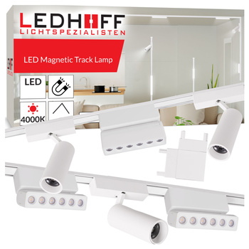 Oświetlenie szynowe magnetyczne ZESTAW 2x listwa 1m + 6x lampa LED BIAŁA