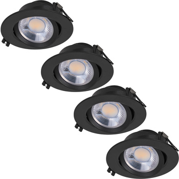 4x Oprawa sufitowa podtynkowa LED czarna RUCHOMA 3 barwy światła 12W