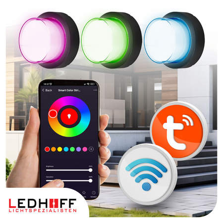 Lampa elewacyjna LED zewnętrzna Kinkiet ścienny okrągły SMART RGB 10W