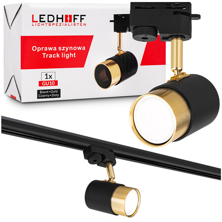 Reflektor szynowy czarno-złoty GU10 lampa na szynoprzewód