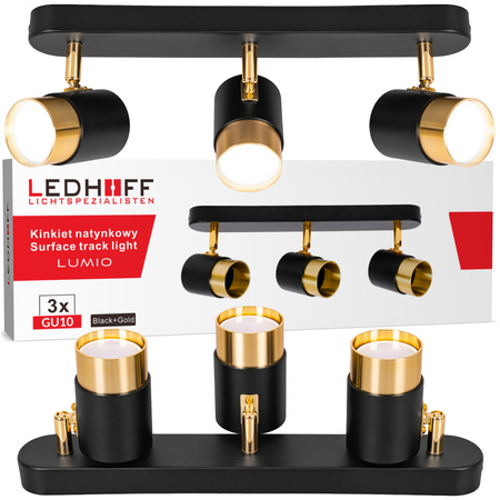 Kinkiet sufitowy potrójny SPOT GU10 czarny złoty