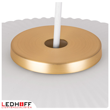 Lampa wisząca szklana E27 biała złota GLAMOUR szkło ryflowane