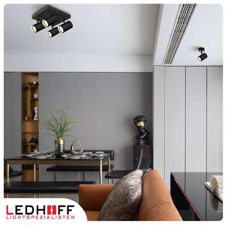 Lampa sufitowa Kinkiet poczwórny kwadrat GU10 czarny LINEA