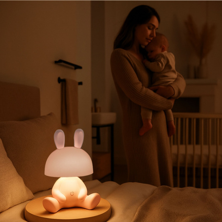 Lampka nocna LED dla dzieci KRÓLIK ciepłe światło Bezprzewodowa