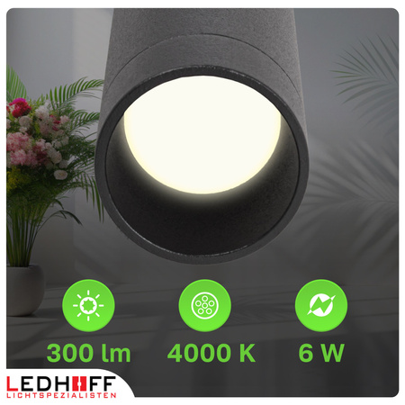 Lampa wisząca LED do szyny magnetycznej 6W punktowa CZARNA 4000K oprawa TUBA