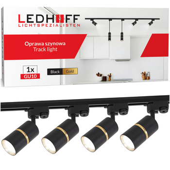 Oświetlenie szynowe czarny złoty 4x lampa GU10 szyna 2m