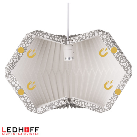 Lampa wisząca kula biała szara papierowa E27 do sypialni pokoju KWIATY