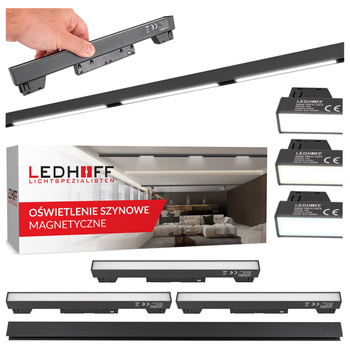 ZESTAW M20 3x Lampa liniowa LED 12W 30cm czarna 3 BARWY ŚWIATŁA + szyna magnetyczna 1m
