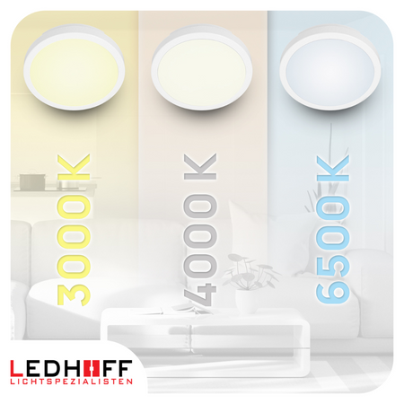 Plafon LED Lampa sufitowa 22cm 3 barwy światła IP65 biała