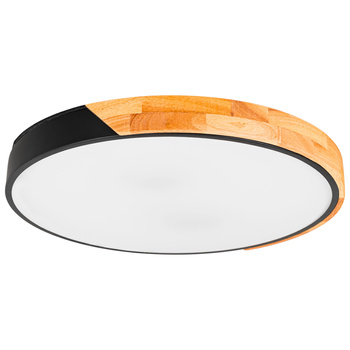 Plafon sufitowy LED czarny metal + DREWNO 50cm WOODLINE
