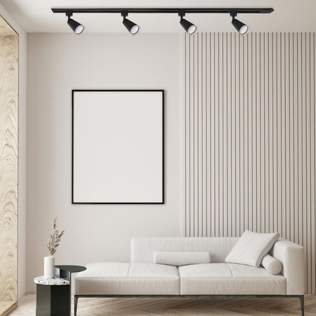 Oświetlenie szynowe czarne 4x lampa GU10 + szyna 1m