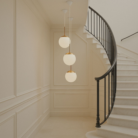 Lampa wisząca ze szkła opalowego Kula biała złota E27