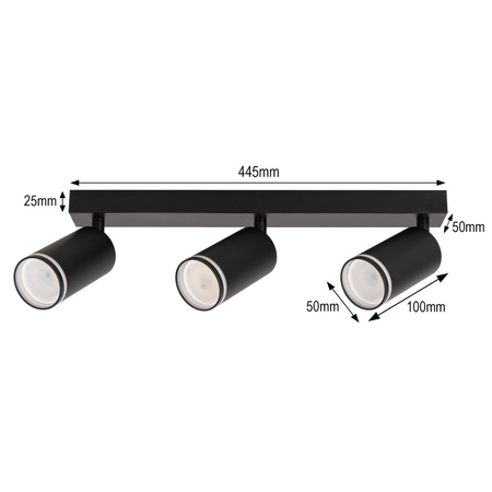 Kinkiet sufitowy potrójny Spot GU10 czarny