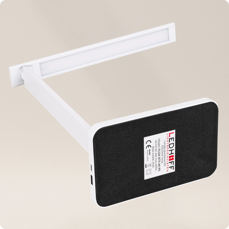 Lampka biurkowa LED biała 6W z ładowarką indukcyjną i portem USB