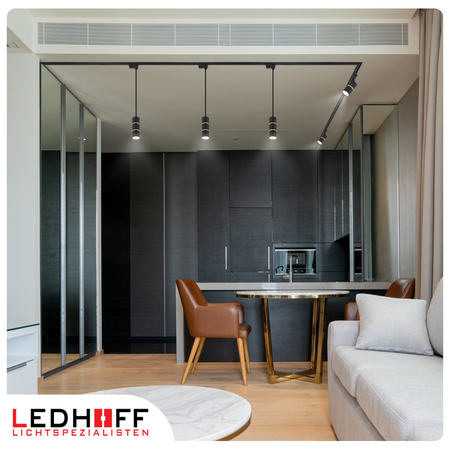 Oświetlenie szynowe czarny złoty 8x lampa wisząca 100cm GU10 szyna 4m