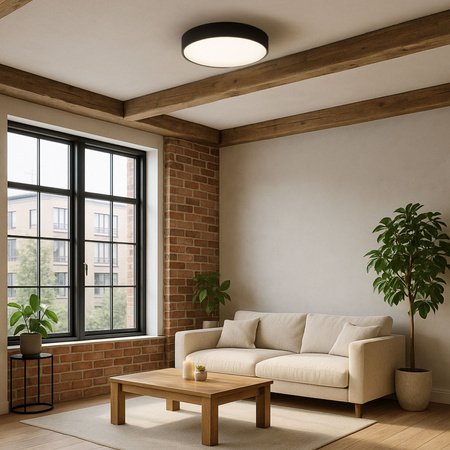 Plafon sufitowy LED okrągły czarny 3 barwy światła 3 poziomy jasności 50cm IP54