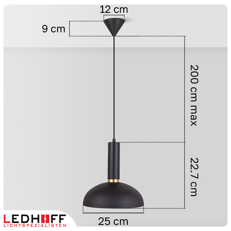Lampa wisząca czarna złota E27 nad stół NOWOCZESNA