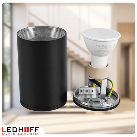 Oprawa sufitowa natynkowa tuba GU10 okrągła czarna IP44