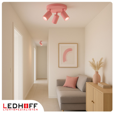 Lampa sufitowa do pokoju dziecka Kinkiet potrójny GU10 różowy LUMIO