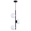 Lampa sufitowa czarna metalowa z 3 mlecznymi kloszami ozdobna E27 pionowa