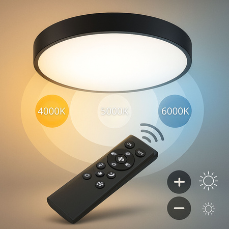 Plafon LED z PILOTEM Lampa sufitowa ŚCIEMNIANA 40cm