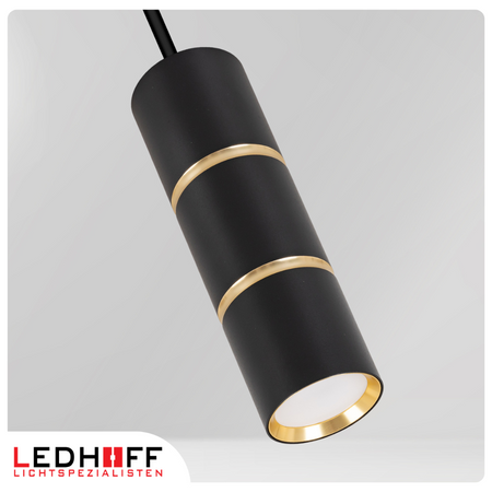 Oświetlenie szynowe czarny złoty 5x lampa wisząca 100cm GU10 szyna 3m