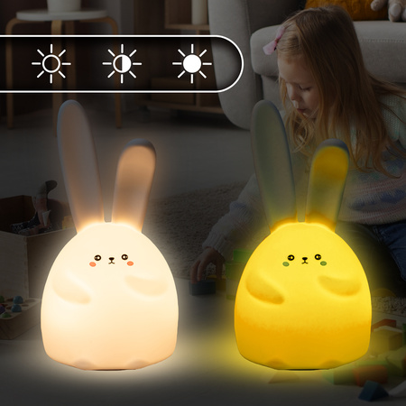 Lampka nocna LED dla dzieci KRÓLIK wielokolorowe światło RGB miękki silikon