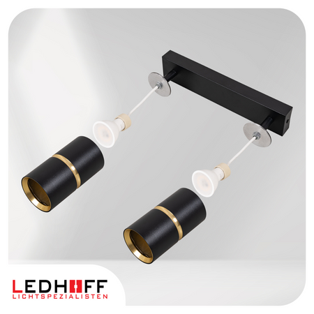 Kinkiet sufitowy podwójny SPOT GU10 czarny złoty