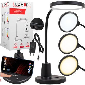 Lampka biurkowa LED czarna 10W 3 barwy światła