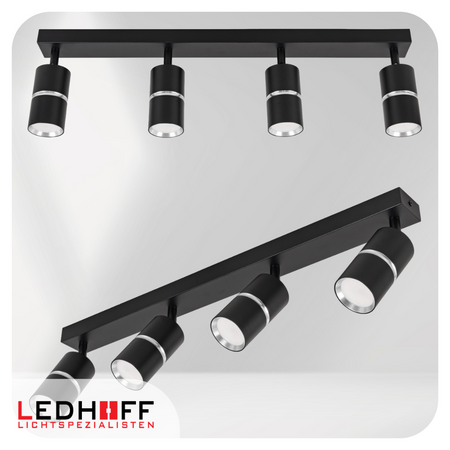 Kinkiet sufitowy Lampa poczwórna SPOT GU10 czarna srebrna