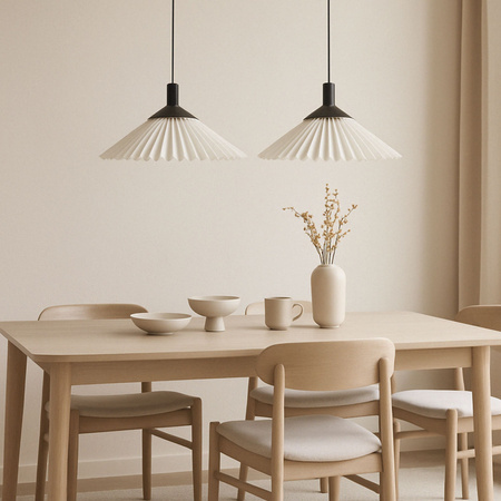 Lampa wisząca plisowana czarno-biała E27 Nowoczesna oprawa nad stół lub wyspę