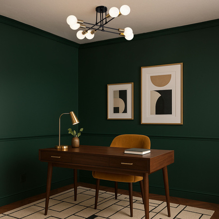 Lampa sufitowa czarno-złota metalowa E27 ozdobna 8-punktowa