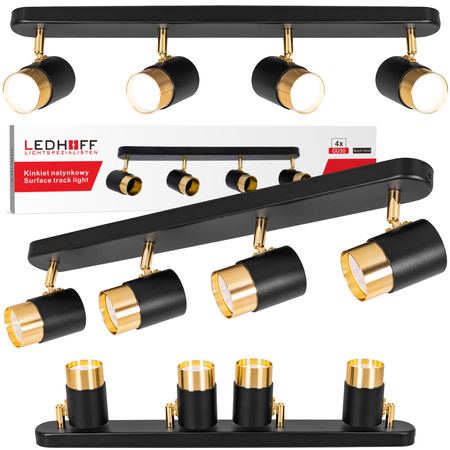 Kinkiet sufitowy poczwórny SPOT GU10 czarny złoty