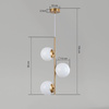 Lampa sufitowa złota metalowa z 3 mlecznymi kloszami ozdobna E27 pionowa