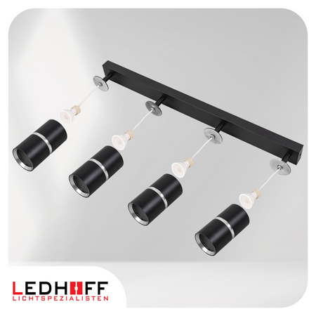 Kinkiet sufitowy Lampa poczwórna SPOT GU10 czarna srebrna