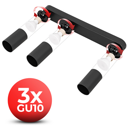 Kinkiet sufitowy potrójny Spot GU10 czarny