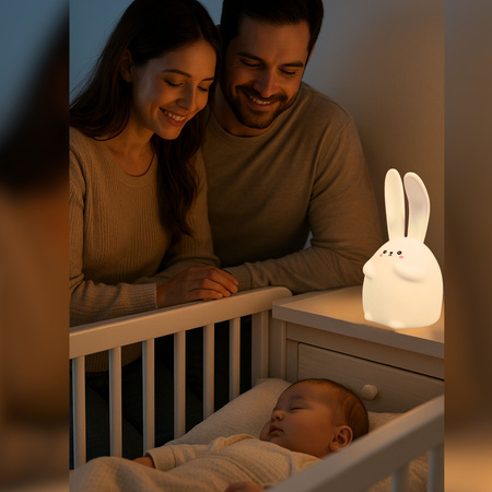 Lampka nocna LED dla dzieci KRÓLIK wielokolorowe światło RGB miękki silikon