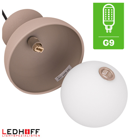 Lampa wisząca beżowa biały szklany klosz nad stół NOWOCZESNA