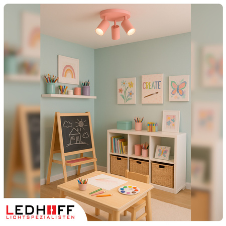 Lampa sufitowa do pokoju dziecka Kinkiet potrójny GU10 różowy LUMIO