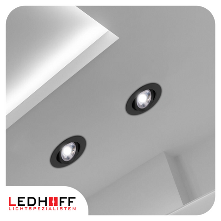 3x Oprawa sufitowa podtynkowa LED czarna RUCHOMA 3 barwy światła 12W