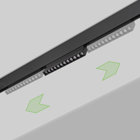 ZESTAW M20 2x Ruchoma lampa soczewkowa punktowa LED 12W 22cm czarna 3 BARWY ŚWIATŁA + szyna magnetyczna 1m